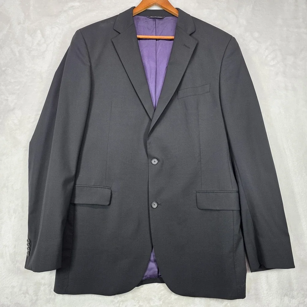 44XL Jack Victor Men's Sport Coat Black 3Sixty5 100% Italian Wool Blazer Jacket